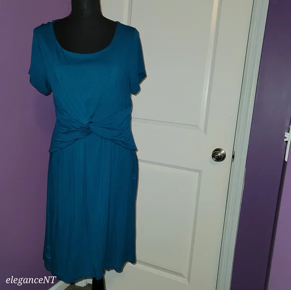 Banana Republic Teal Tie Front Dress Sz: Large NWT - Picture 2 of 5